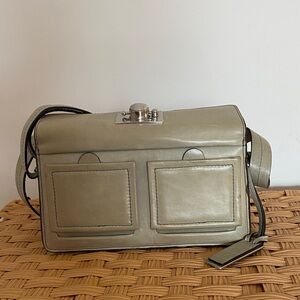 Stylish Gray Leather Box Bag